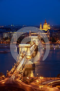 Cain Bridge illuminated at night
