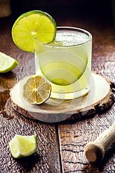Caipirinha is a Brazilian alcoholic drink, or a cocktail of SÃ£o Paulo origin, made with cachaÃ§a, lemon, sugar and ice