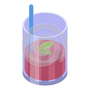 Caipirinha cocktail icon, isometric style