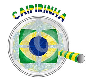 Caipirinha Cocktail Like Brazil Flag with yellow and green drink