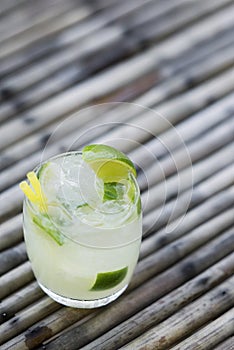Caipirinha rum and lime brazilian cocktail drink