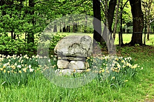 Cairn that flanks a cow pasteur in New England. Taken in Groton, Middlesex County, Massachusetts, United States