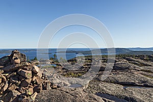 Cairn on a high island in the High Coast area i Vasternorrland Sweden photo