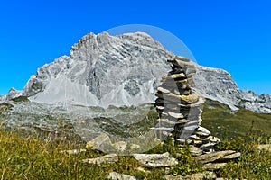 Cairn at the hiking trail photo