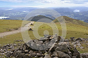 Cairn lined path off Fairfield, Lake District
