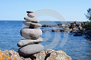 Cairn Marker on a Rock at Tettegouche State Park