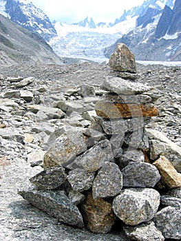 Cairn Marker in Sea of Ice Chamonix, France