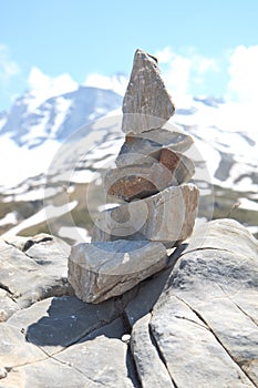 Cairn, pile of stones in Austrian mountains
