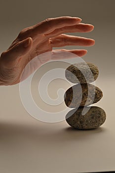 Cairn of sculpture of balancing stones