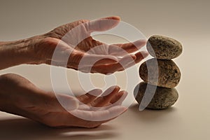 Cairn of sculpture of balancing stones