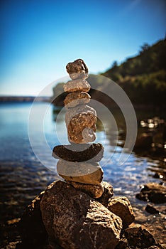 Cairn on shore of Sea
