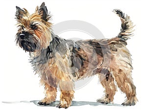 Cairn Terrier watercolor isolated on white background