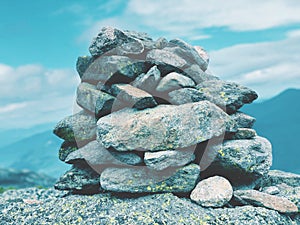 A cairn on the trail to summit of Mt. Washington