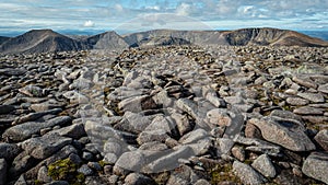 On the Cairngorm plateau at summit of Ben MacDui