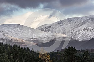 Cairngorms and Lairig ghru in the Highlands of Scotland.