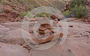 Cairns marking a trail in the desert