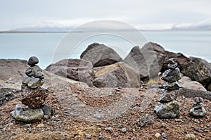 Cairns at Reykjavik Bay