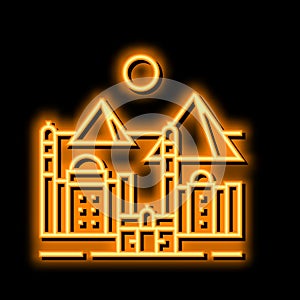 cairo ancient city neon glow icon illustration