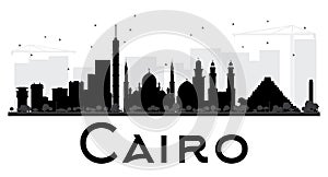 Cairo City skyline black and white silhouette.