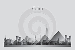 Cairo city skyline silhouette in a grayscale