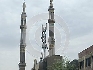 Cairo, Egypt, April 8 2024: Al Rahman Al Rahim Mosque, an Egyptian mosque in Cairo, on Salah Salem Street, having Islamic Motifs photo