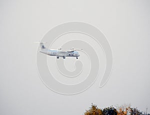 Cairo, Egypt, December 16 2022: Air Cairo plane ready to land in the airport, Air Cairo is a hybrid airline based in Cairo, Egypt