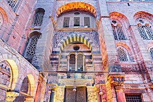 Entrance to a historic mosque on El Moez street in Old Cairo photo