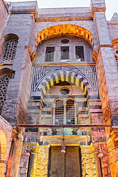 Entrance to a historic mosque on El Moez street in Old Cairo photo