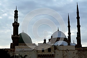 Cairo, Egypt, January 7 2023: The great mosque of Muhammad Ali Pasha or Alabaster mosque in Citadel of Cairo and The Sultan Al-