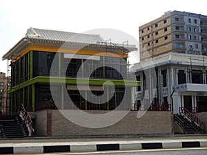 Cairo, Egypt, November 23 2022: new building that is still under construction in Shinzo Abe axis road in Egypt, finished in