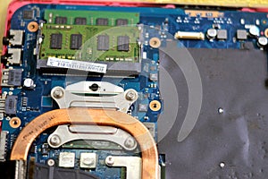 Cairo, Egypt, October 31 2023: maintenance of a laptop, fixing a problem in a computer hardware, PC components replacement,