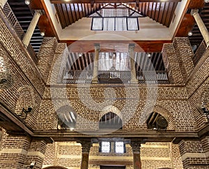 Cairo, Egypt - September 16, 2018: Inside Abu Serga church. Saints Sergius and Bacchus Church, also known as Abu Serga, in Coptic