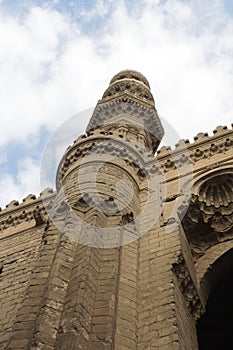 Cairo. The minaret of the Sultan Hassan Mosque.