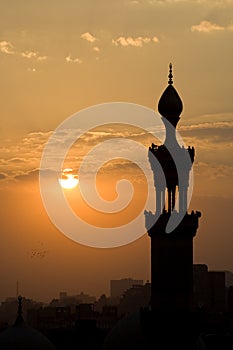 Cairo Mosque Minaret at Dusk