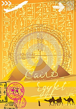 Cairo, pyramids and hieroglyphics photo