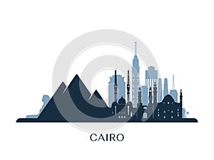 Cairo skyline, monochrome silhouette. photo