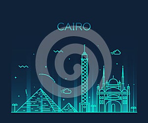 Cairo skyline trendy vector illustration linear
