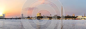 Cairo Tower and the Nile, sunset over the capital of Egypt