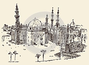 Cairo vintage engraved vector hand drawn sketch