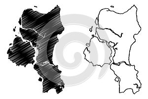 Cairu municipality Bahia state, Municipalities of Brazil, Federative Republic of Brazil map vector illustration, scribble sketch photo