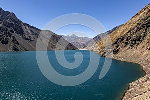 Cajon del maipo blue lagoon in the andes