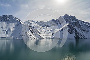 Cajon del Maipo canyon in Embalse El Yeso. Los Andes, Chile photo