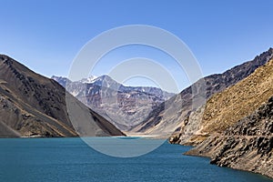 Cajon del maipo lagoon in the andes mountains