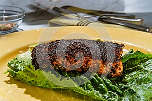 Cajun Blackened Salmon Steak