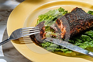 Cajun Blackened Salmon Steak