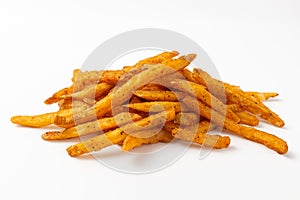 Cajun French fries on a white background