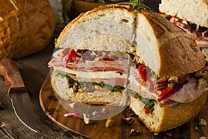 Cajun Muffaletta Sandwich with Meat and Cheese