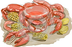 Cajun Seafood Watercolor photo