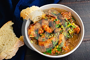 Cajun Shrimp in Butter Sauce Served with French Bread