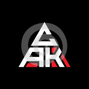CAK triangle letter logo design with triangle shape. CAK triangle logo design monogram. CAK triangle vector logo template with red